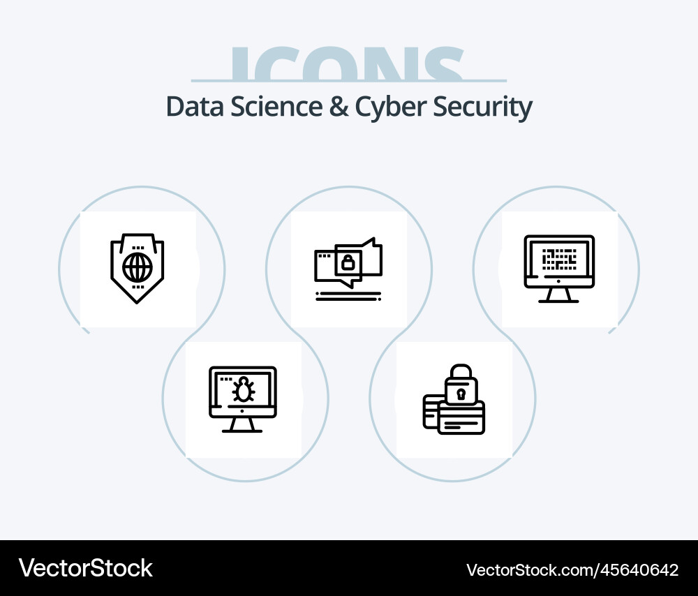 Data science and cyber security line icon pack 5 Vector Image