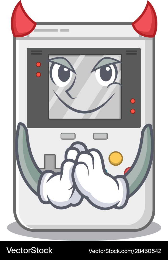 Devil cartoon character handheld game scroll vector image
