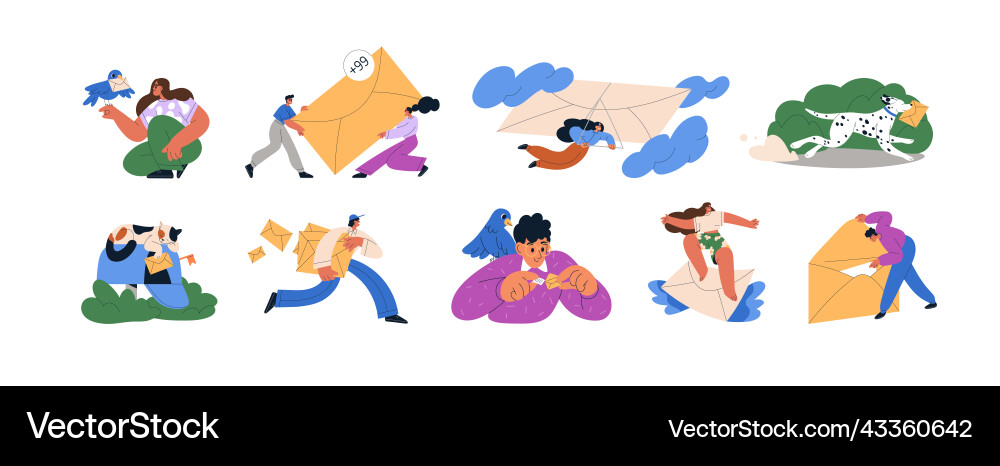 E-mail messenger service concept characters send E-mail messenger service concept characters send vector image