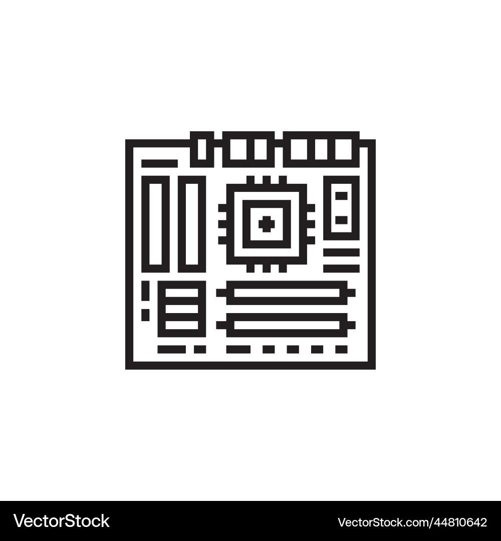 Motherboard icon computer component outline Motherboard icon computer component outline vector image