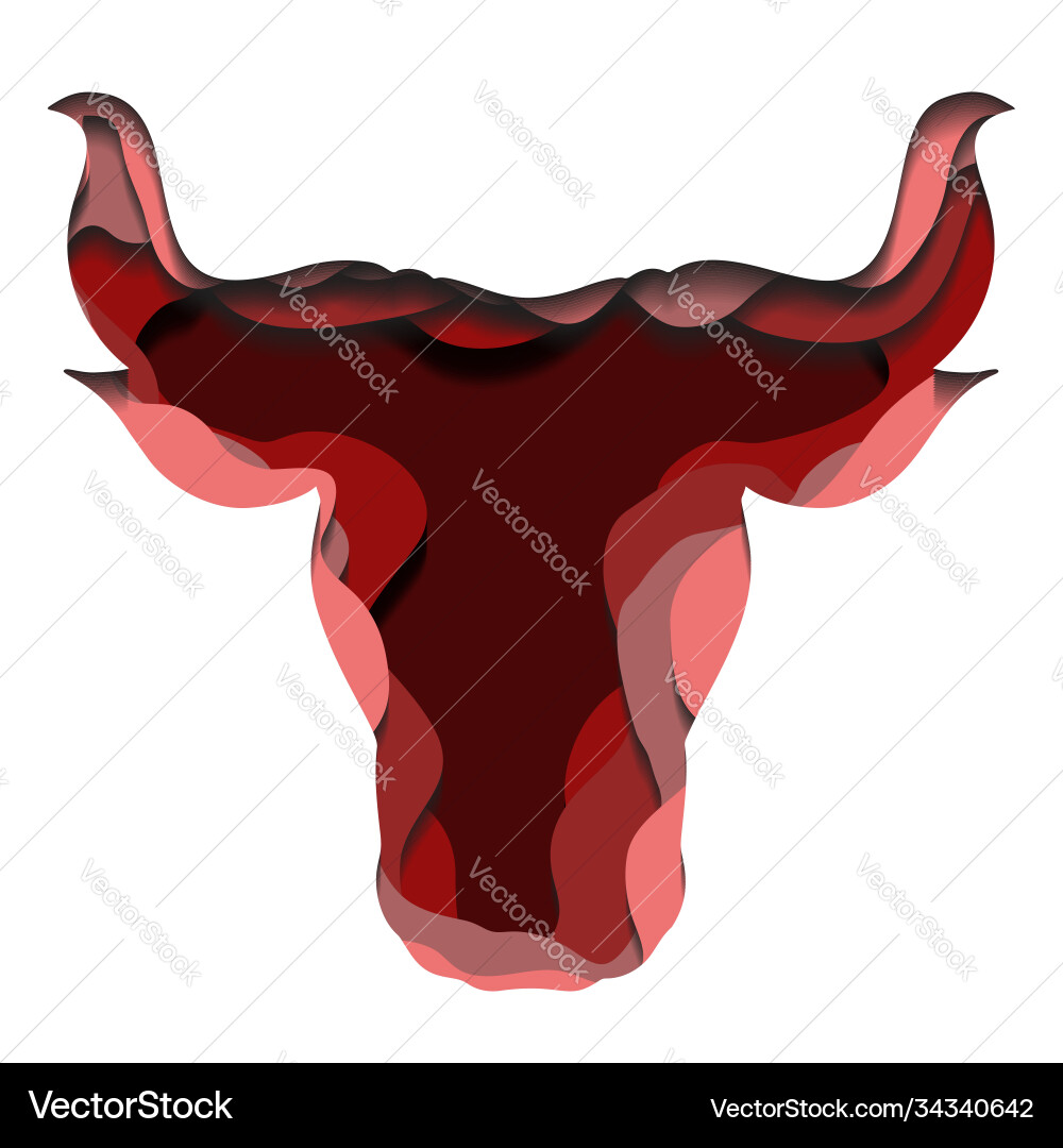 Rote Silhouette ein Bullkopf mit Papierschnitt Rote Silhouette ein Bullkopf mit Papierschnitt vektorbild