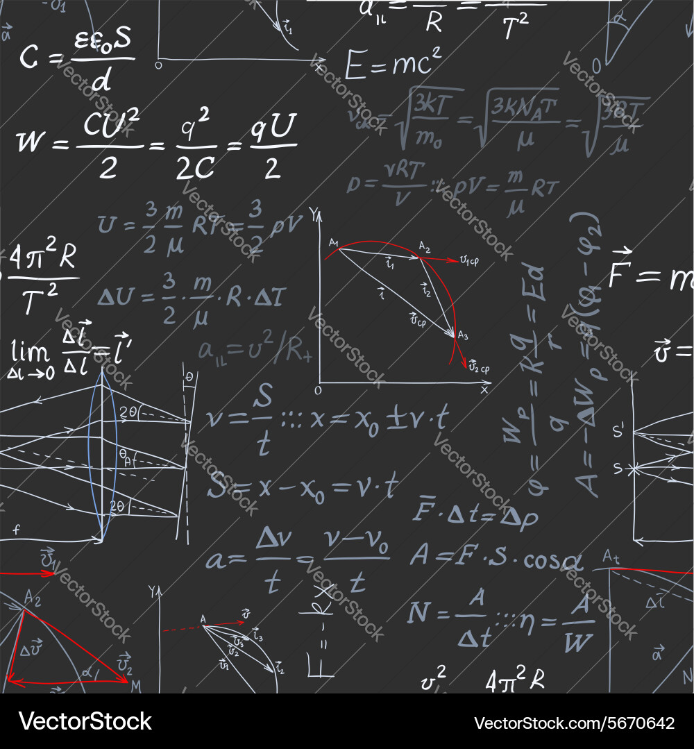 Seamless pattern of the formulas on physics vector image