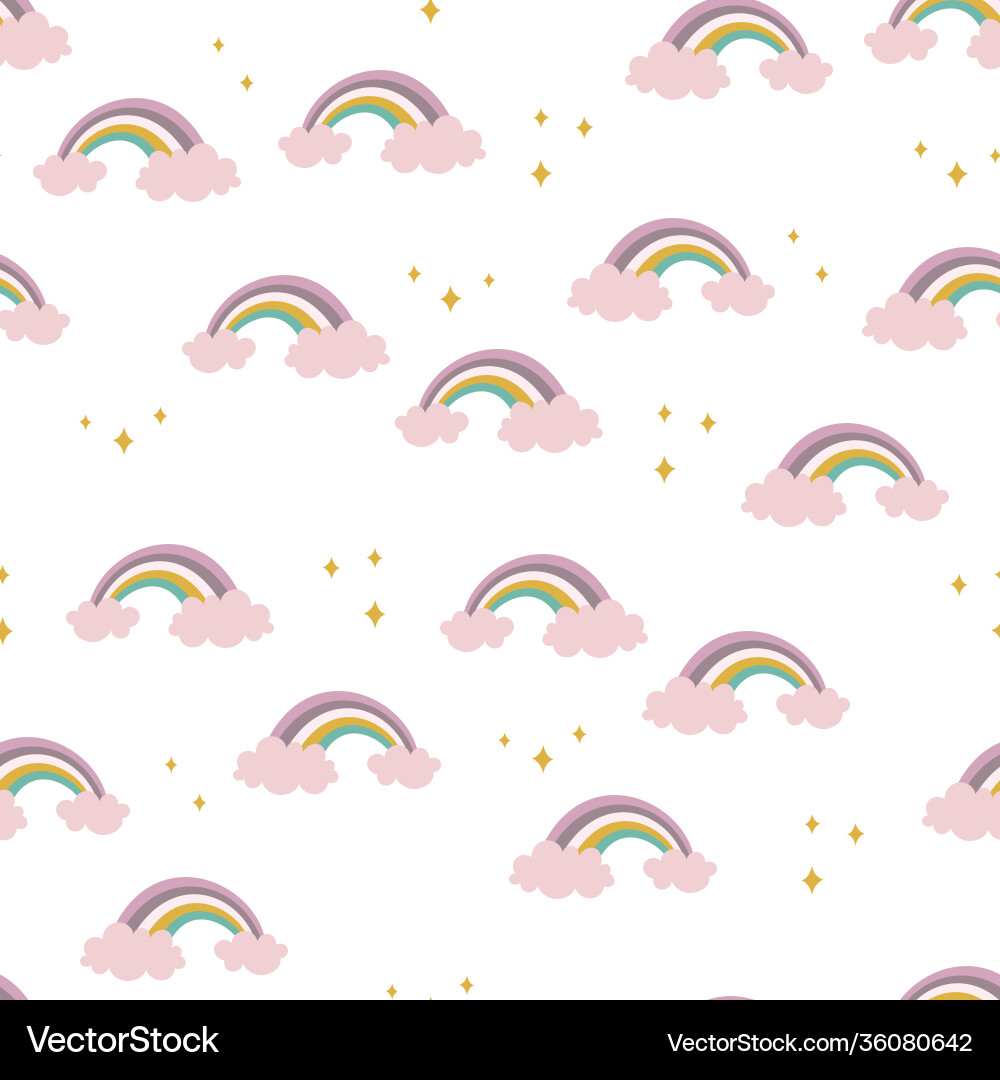Seamless pattern with cute rainbow simple print vector image