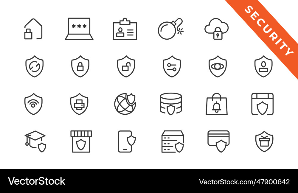 Security set of web icons in line style cyber Security set of web icons in line style cyber vector image