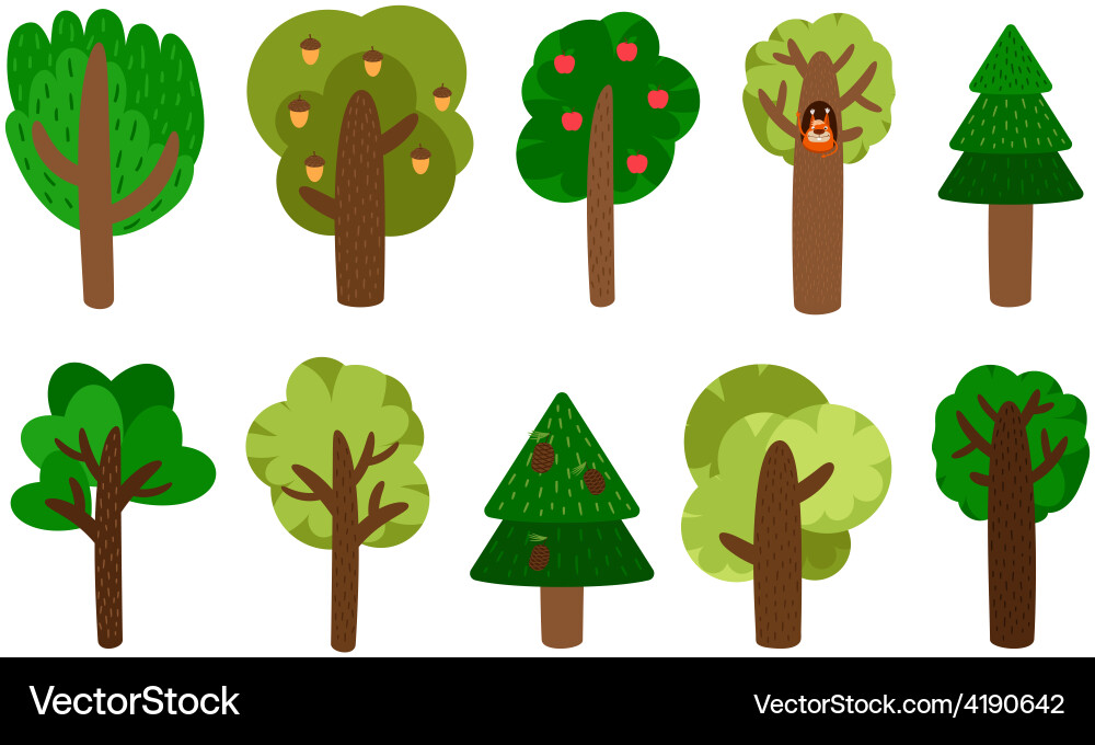 Tree Collection - Forest Icons Vector Image
