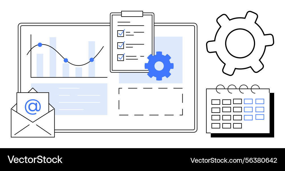 Workflow management tools with email tasks Workflow management tools with email tasks vector image