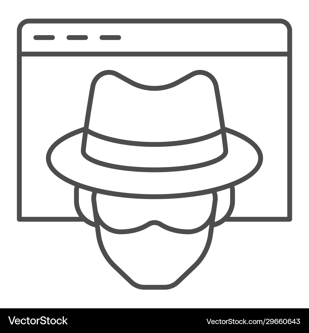 Anonymous browser thin line icon window Vector Image