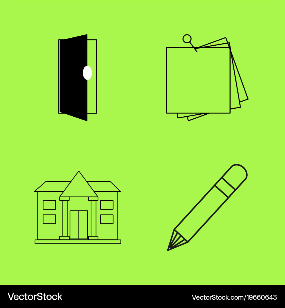 Basic content simple linear outline icon set vector image