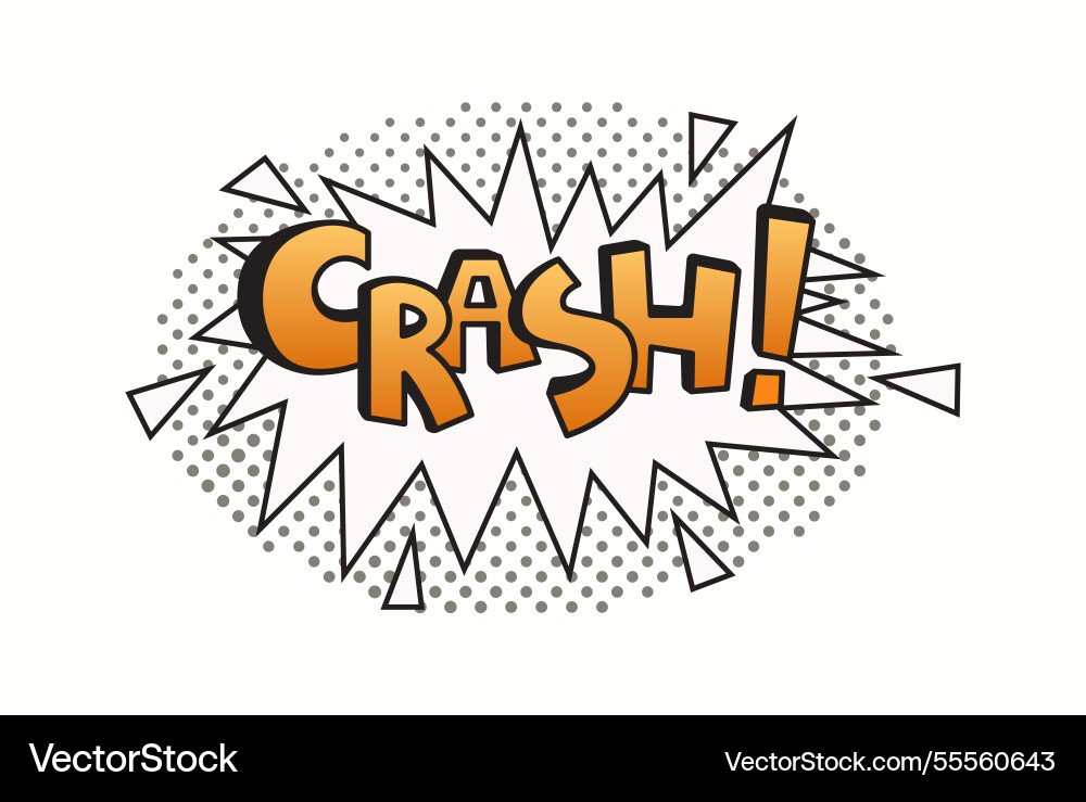 Comic style crash text with dynamic pop art Comic style crash text with dynamic pop art vector image