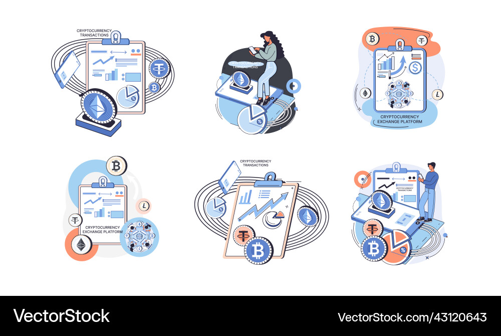Cryptocurrency exchange platform and blockchain Cryptocurrency exchange platform and blockchain vector image
