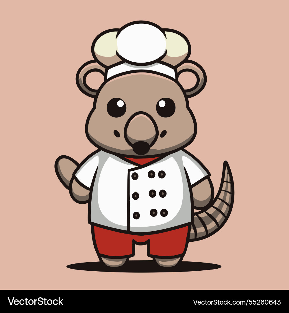 Cute armadillo in a chef costume Cute armadillo in a chef costume vector image