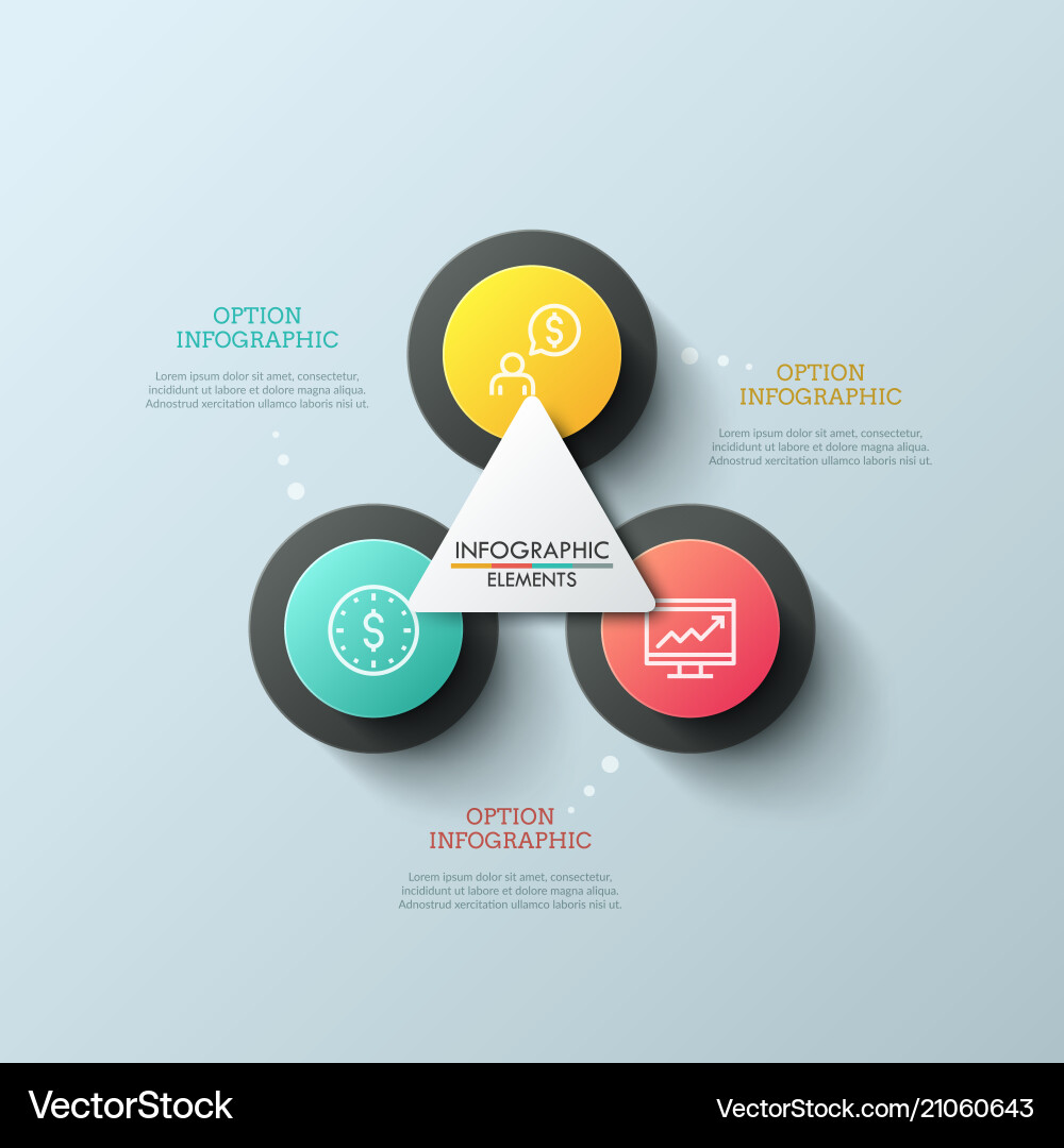 Diagram with 3 round elements thin line Diagram with 3 round elements thin line vector image