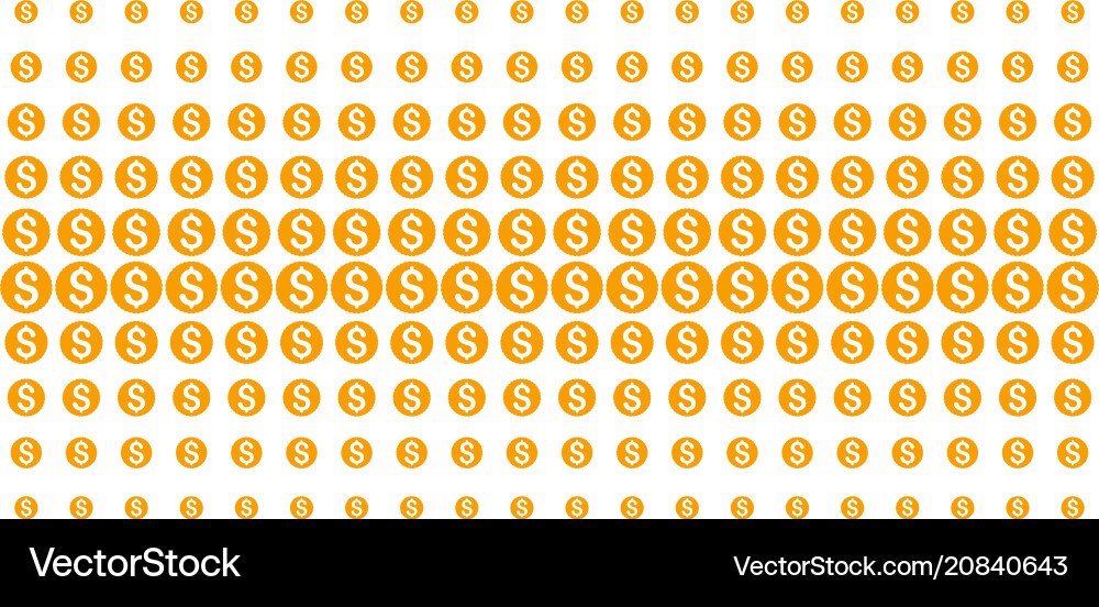 Dollar coin shape halftone array Dollar coin shape halftone array vector image