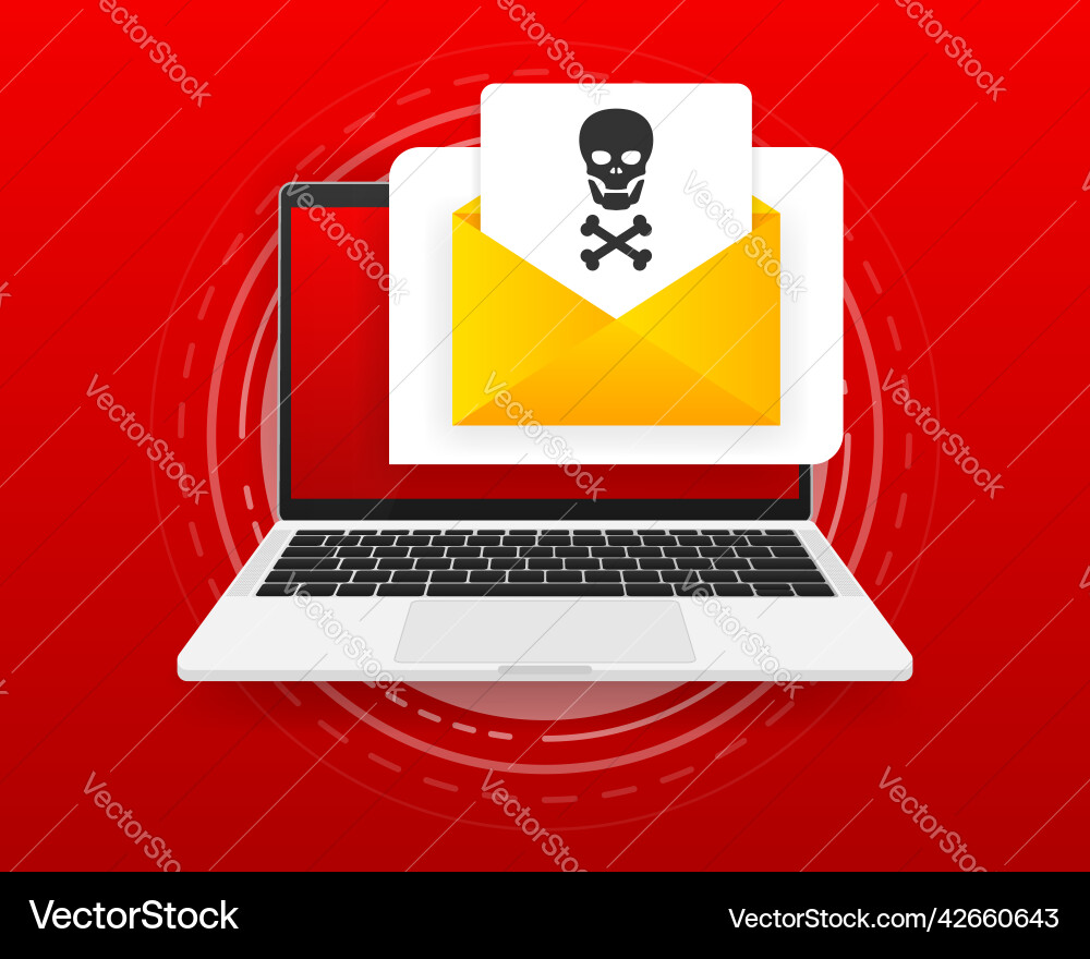 Email virus message alert on document screen vector image
