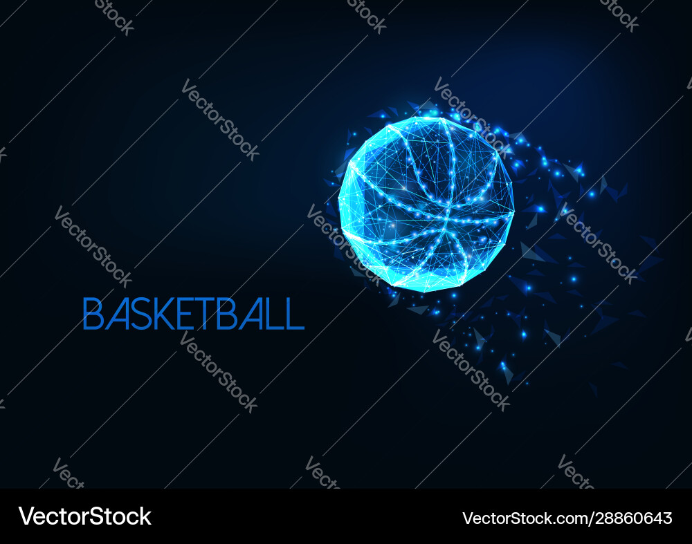 Futuristic glowing low polygonal basketball ball Futuristic glowing low polygonal basketball ball vector image