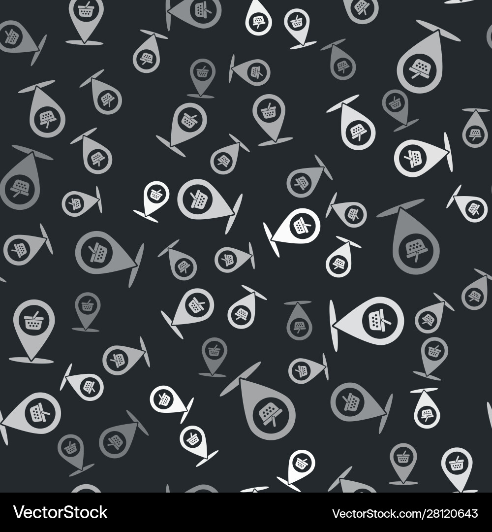 Grey map pointer with shopping basket icon Vector Image