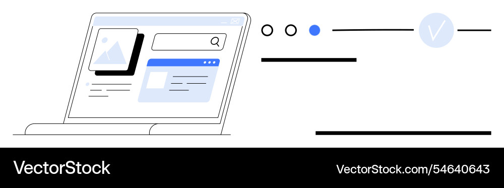 Laptop screen with search bar and webpage elements Laptop screen with search bar and webpage elements vector image