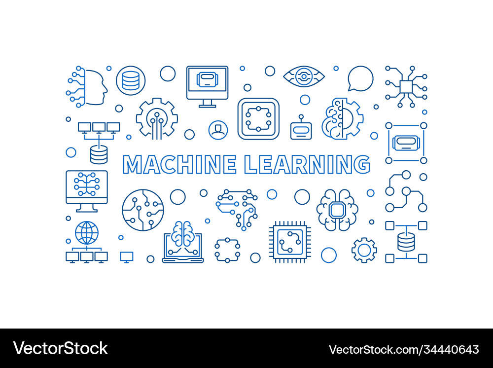 Machine learning line banner ml Machine learning line banner ml vector image