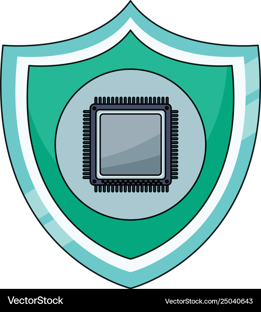 Microprocessor on shield vector image