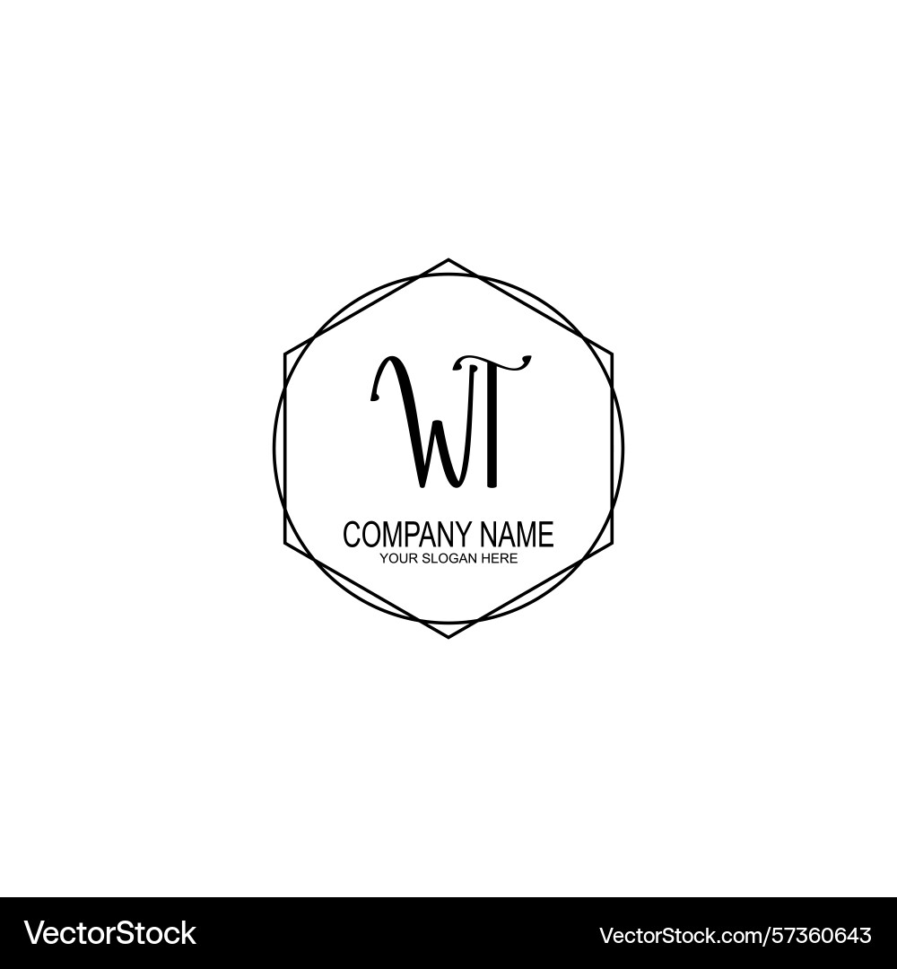 Minimalist handwritten wt initial logos with soft Minimalist handwritten wt initial logos with soft Vector Image