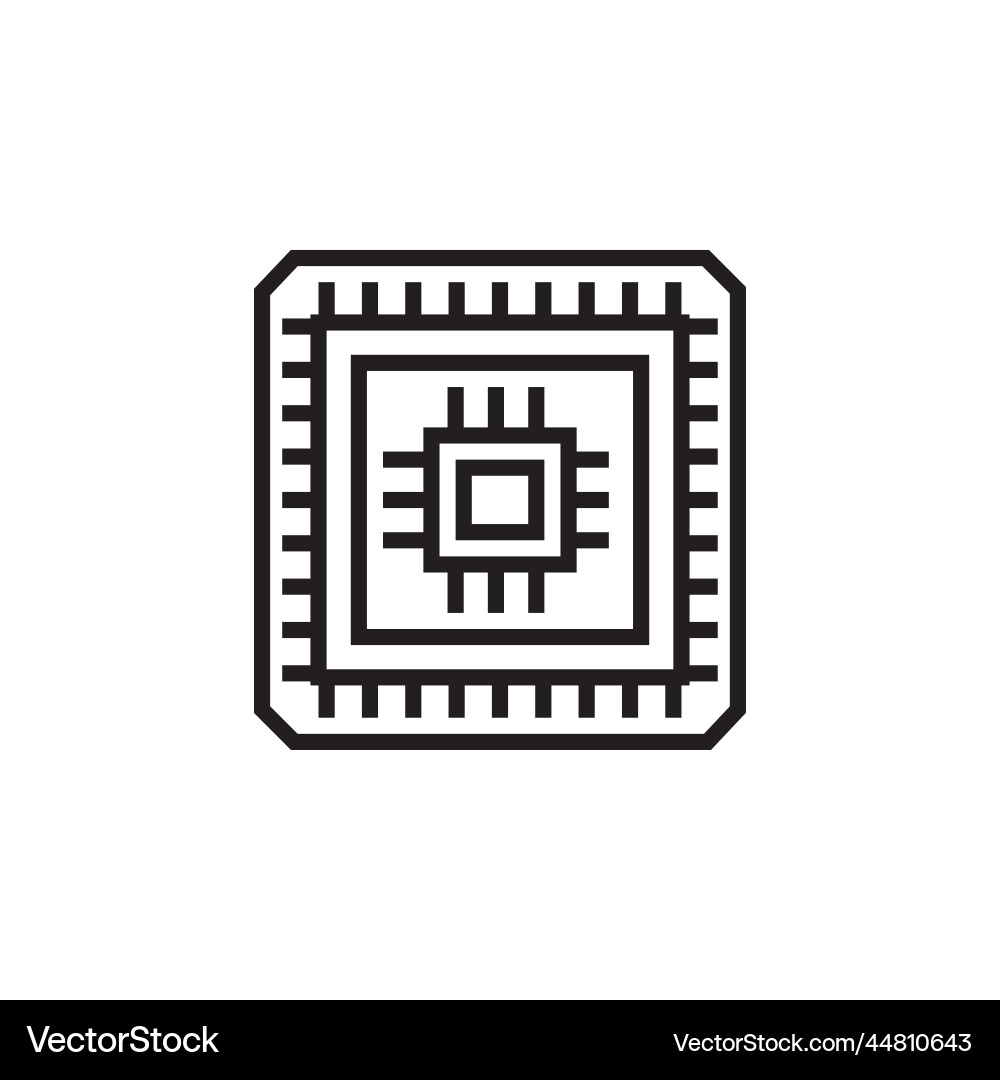 Processor icon computer component outline Processor icon computer component outline vector image