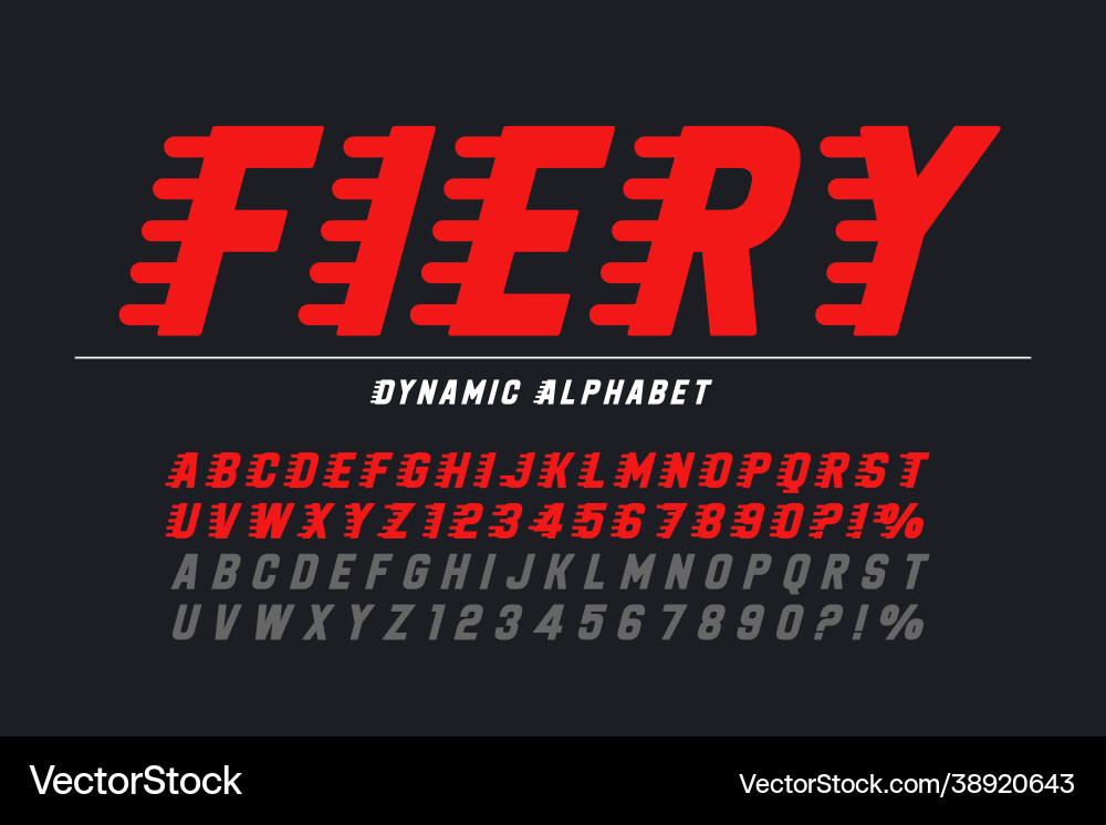 Racing display letters design dynamic alphabet Racing display letters design dynamic alphabet Vector Image