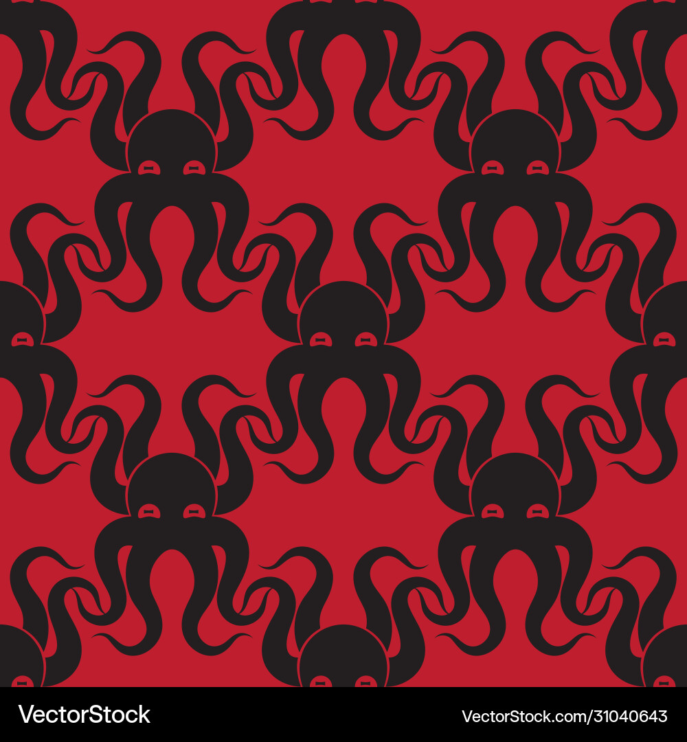 Seamless octopus pattern on red background image Seamless octopus pattern on red background image vector image