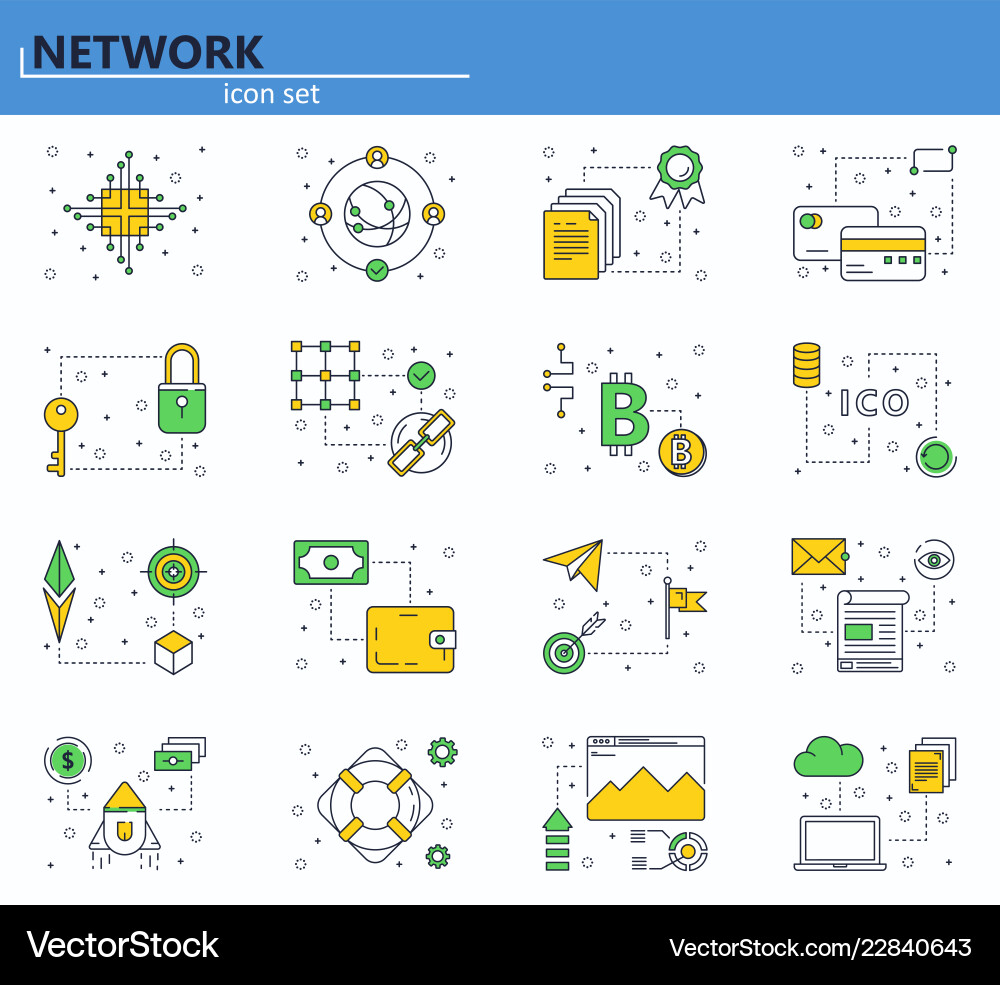 Set of blockchain technology vector image