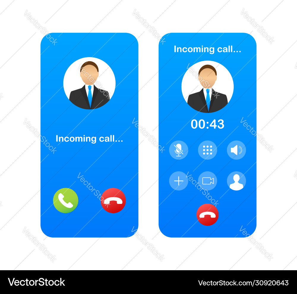 Smartphone with incoming call on display Smartphone with incoming call on display vector image