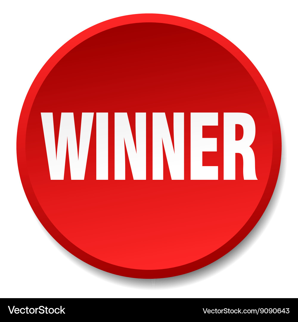 Winner red round flat isolated push button Vector Image
