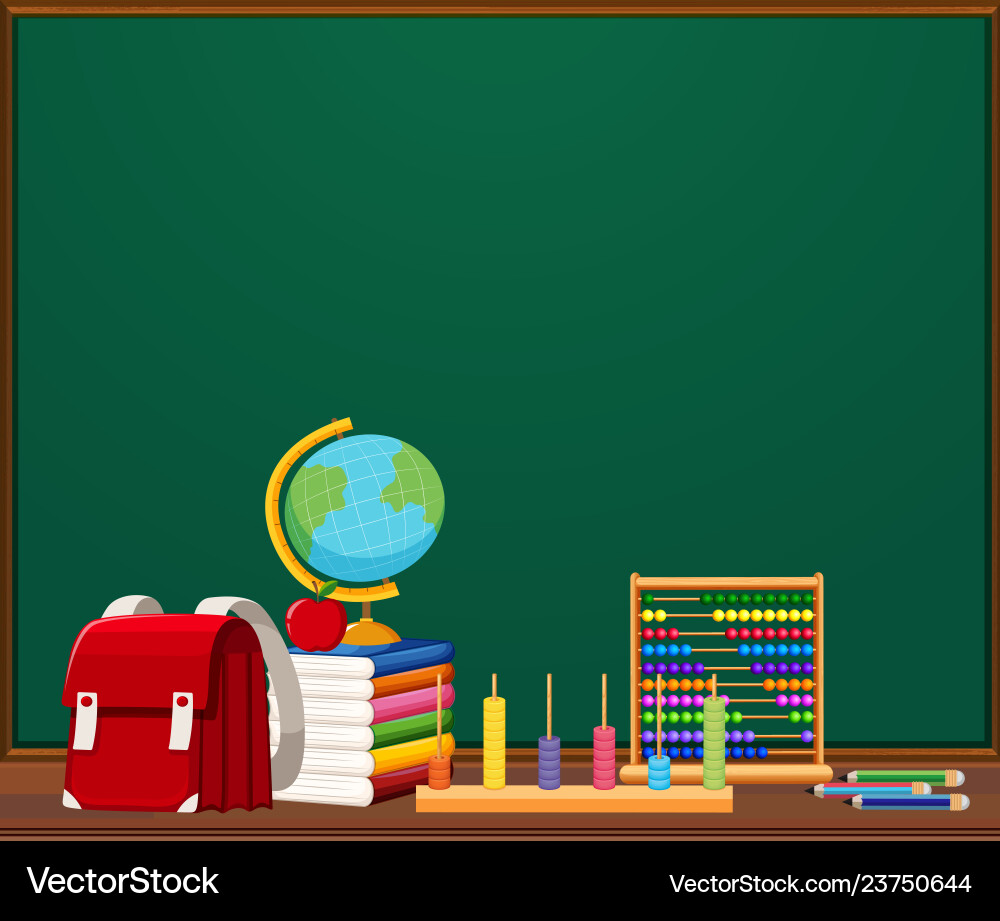 A chalkboard template with objects A chalkboard template with objects vector image