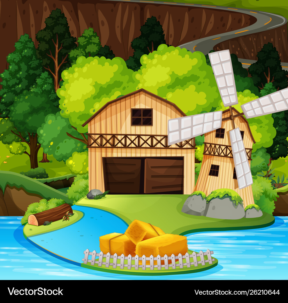 A rural house scene Royalty Free Vector Image - VectorStock