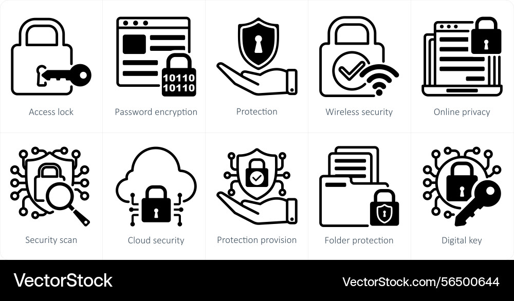A set of 10 security icons as access lock Vector Image