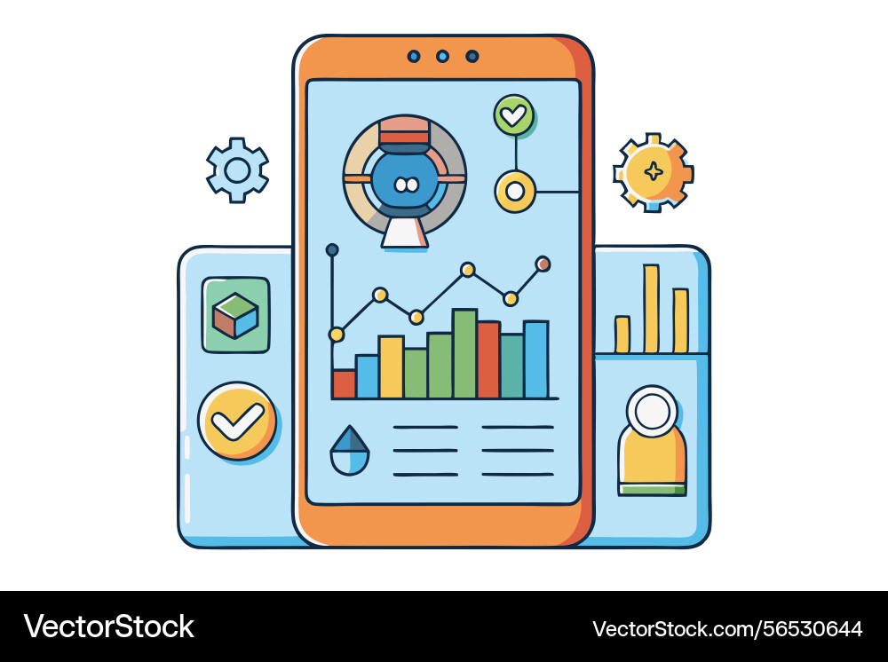 Ai powered smartphone app showcasing data vector image
