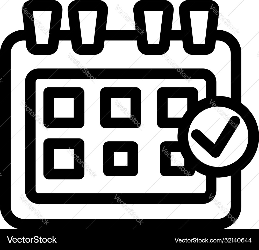 Calendar page with check mark showing scheduled Calendar page with check mark showing scheduled vector image