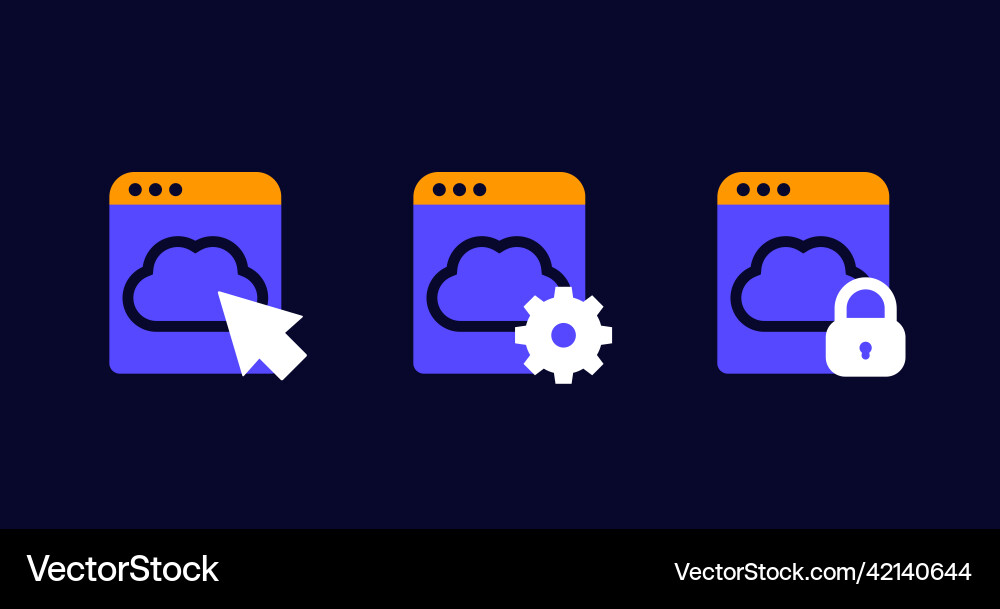 Cloud access icons for web vector image