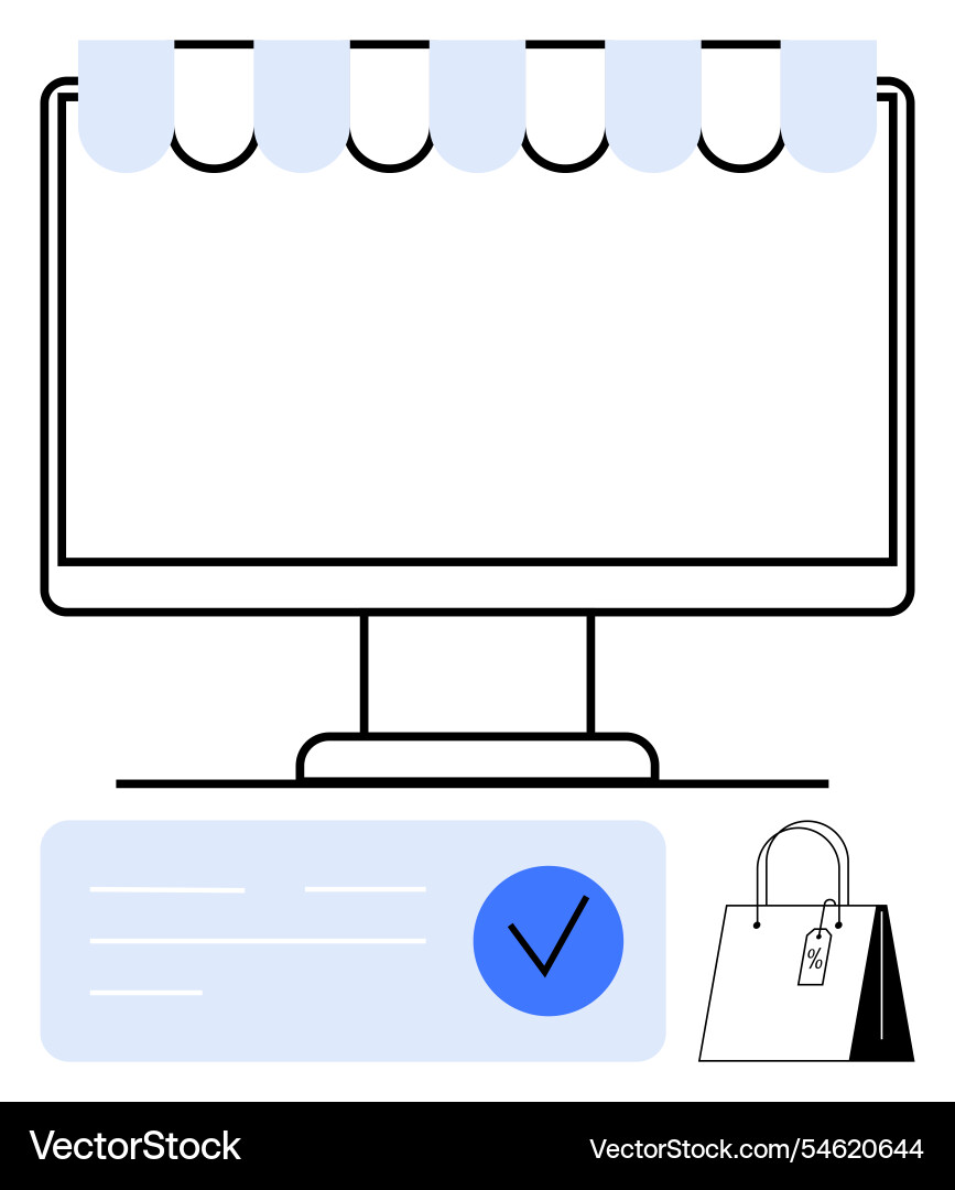 E-commerce website on computer screen E-commerce website on computer screen Vector Image