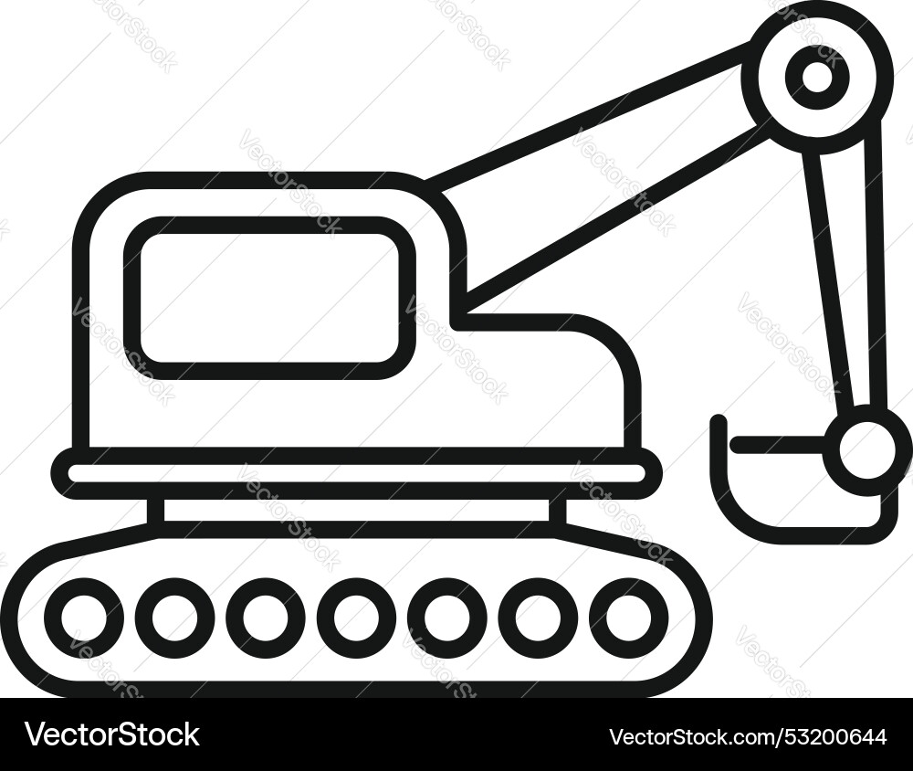 Excavator digging with extended front bucket arm Excavator digging with extended front bucket arm vector image