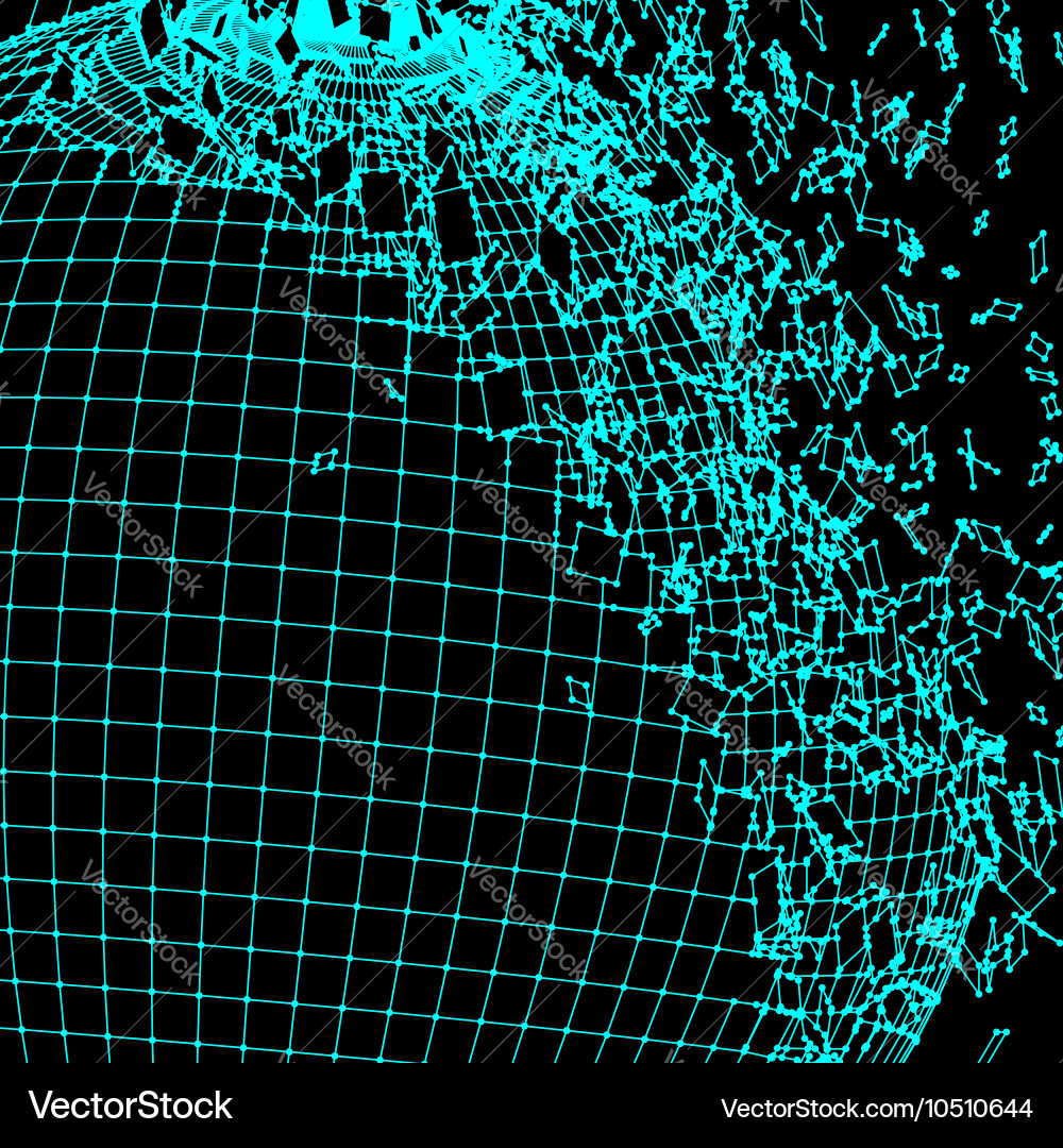 Exploded grid ball made of connected dots vector image