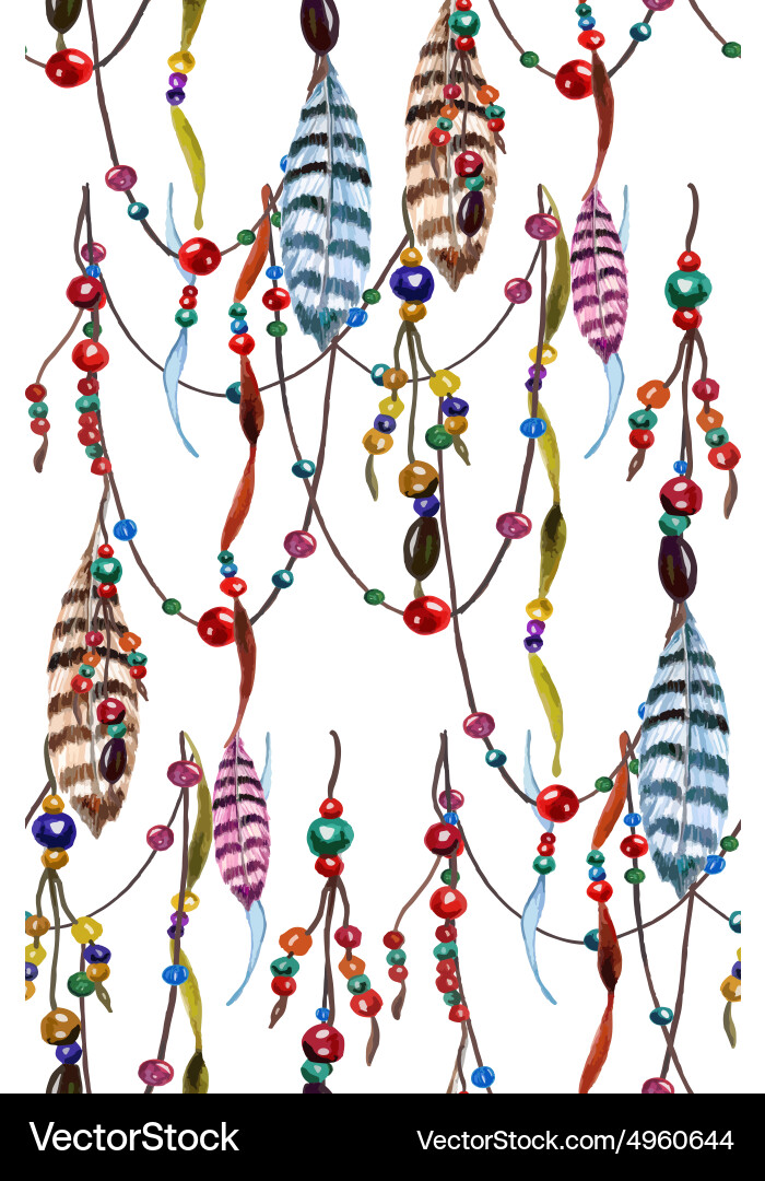 Feather and bead pattern Vector Image