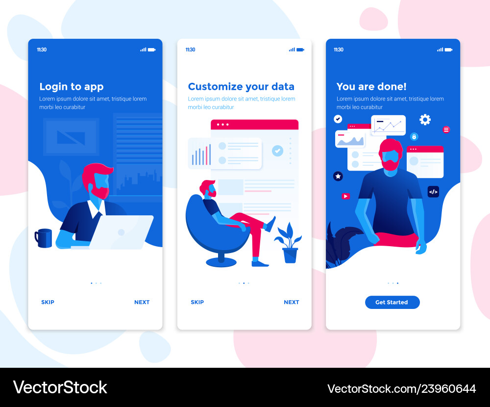 Flat design oneboarding concepts - customize vector image