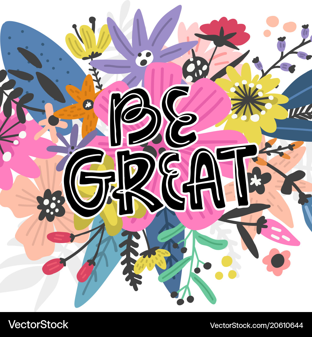Floral Lettering Art - Exotic Flowers vector image