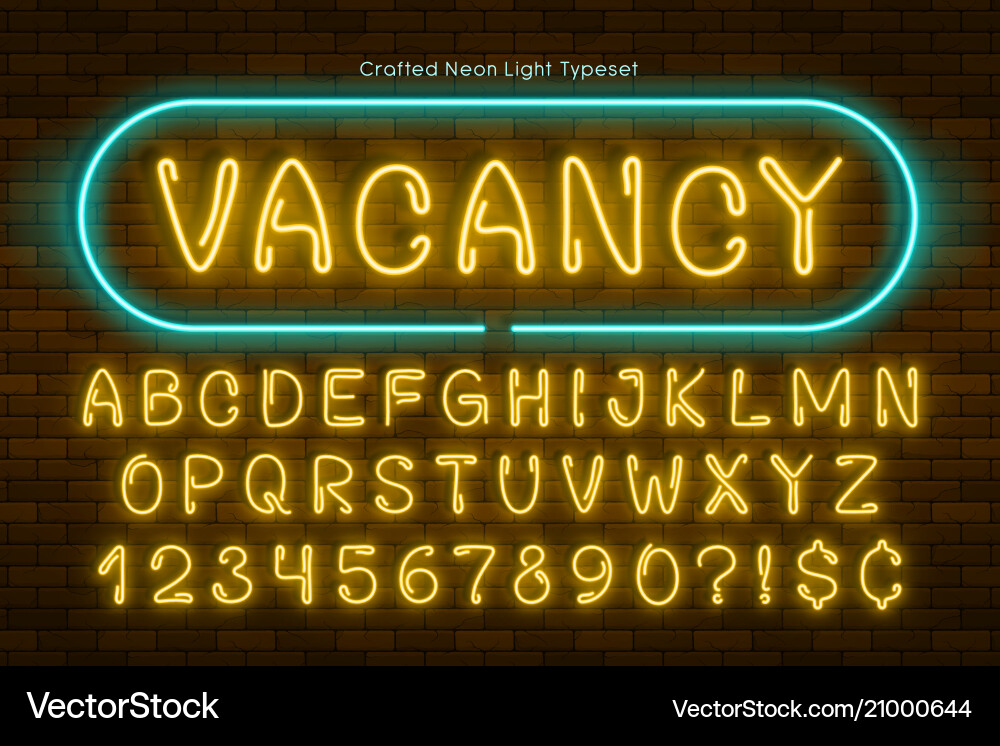 Handgefertigtes Neonlicht Alphabet realistisch Extra Handgefertigtes Neonlicht Alphabet realistisch Extra vektorbild