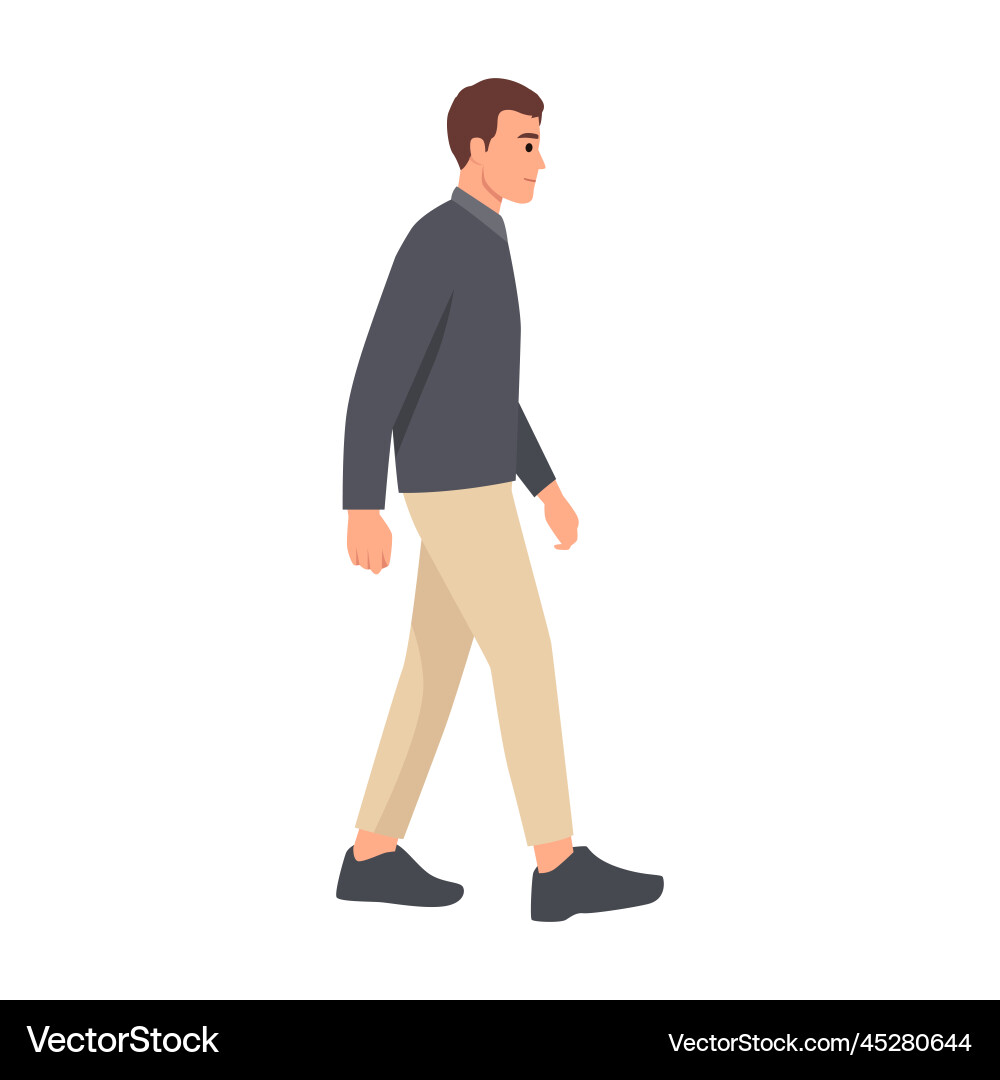 Man Walking Forward - Side View vector image