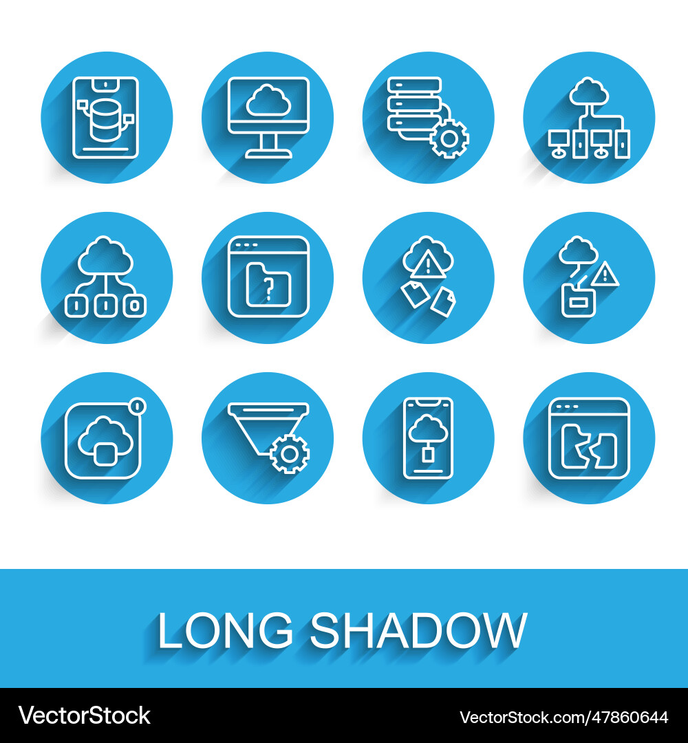 Set line cloud technology data transfer filter Set line cloud technology data transfer filter vector image