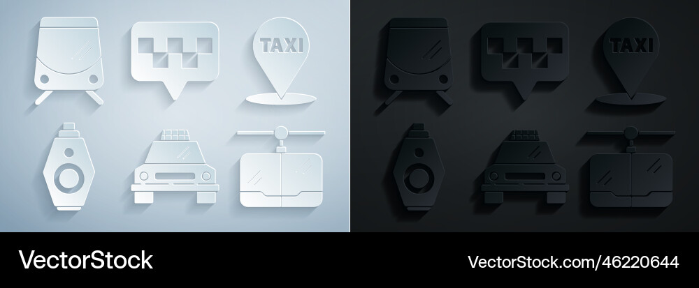 Set taxi car map pointer with key Set taxi car map pointer with key vector image