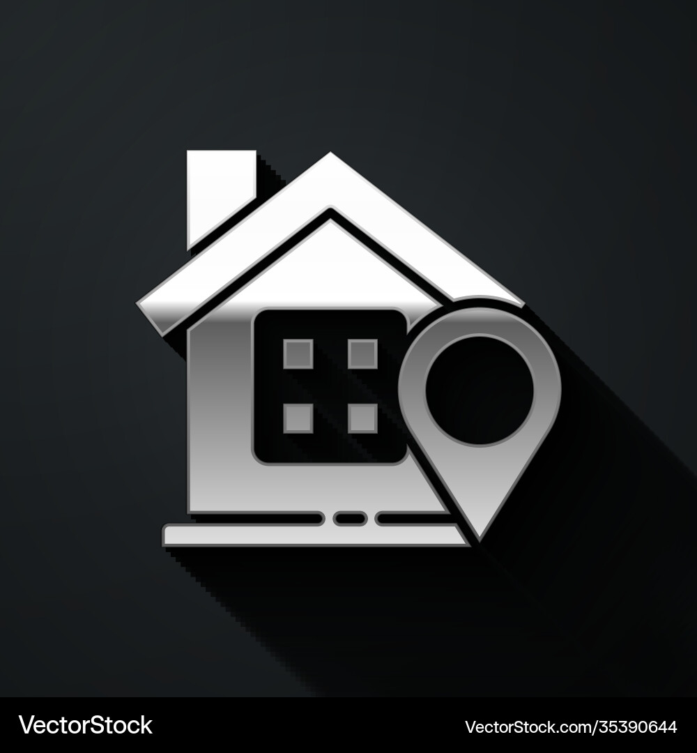 Silver map pointer with house icon isolated Silver map pointer with house icon isolated vector image