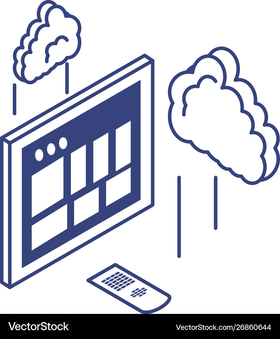 Tablet device with cloud computing vector image