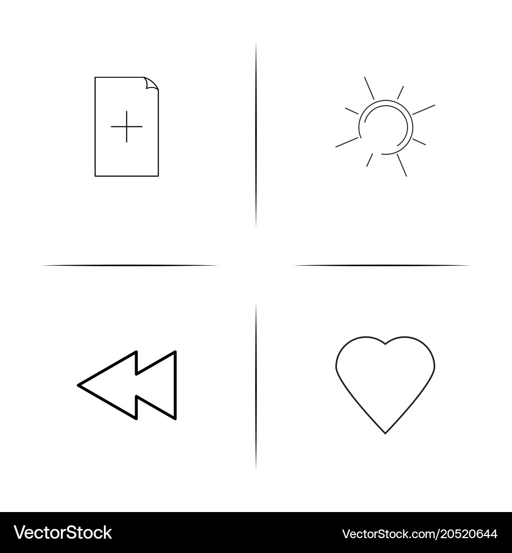 User interface simple linear icons set outlined vector image