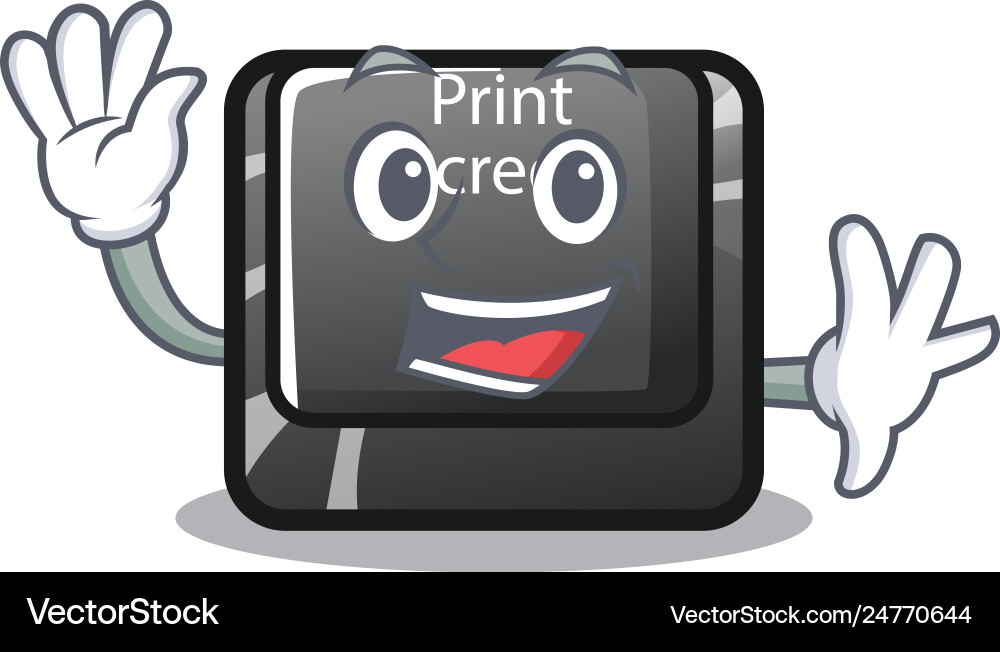 Waving button print screen in shape mascot vector image